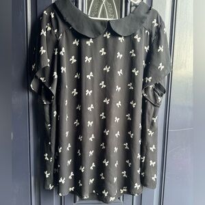 Torrid Black and White Bow Blouse